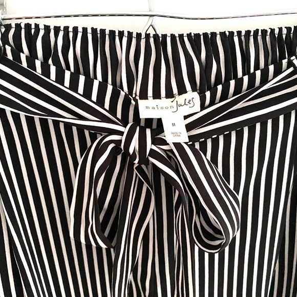 NWT MAISON JULES Striped Wide-leg Tie-front Pull On Capris Pants - Picture 3 of 3
